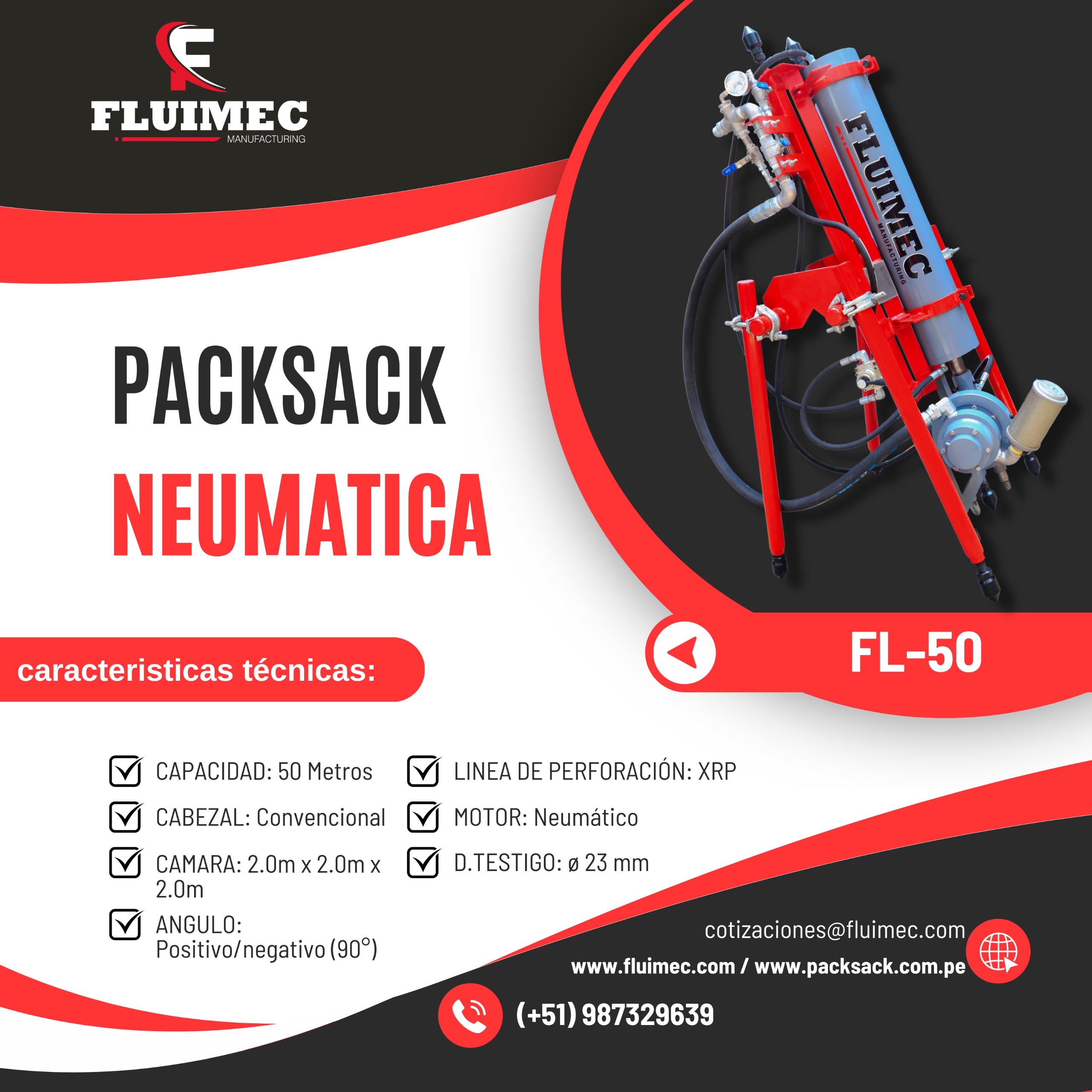 Packsack FL-50 Equipo neumático para extraer núcleos